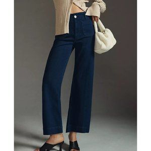 Anthropologie Maeve Dark Colette Cropped Wide Leg Jeans Women’s Size 24P NWT